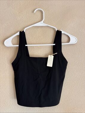 aerie Black Square Neck Crop Tank Top
